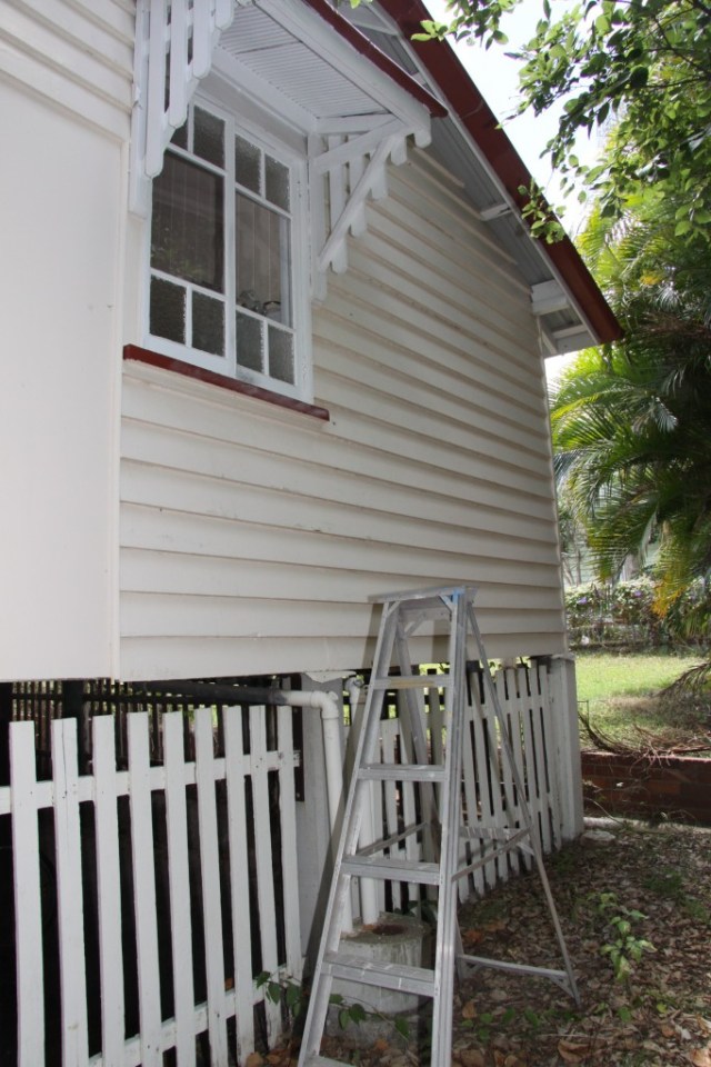 Actual break-in evidence photo from the Queensland Police, Australia. The criminals used the owner's ladder to enter the upstairs.